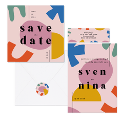 Trouwset kunstzinnig, abstract en kleurrijk