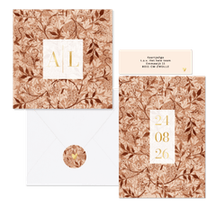 Trouwset vintage patroon roestbruin wit vlak