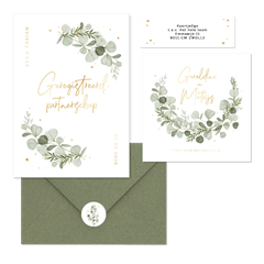 Eucalyptus trouwset goud hartjes spetters