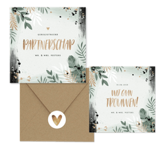 Trendy trouwset botanisch goud met waterverf