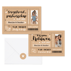 Trouwkaarten ticket kraftlook hip