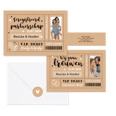 Trouwkaarten ticket kraftlook hip