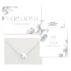 Trouwset met zilveren eucalyptustak 