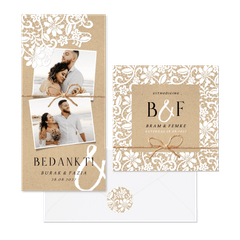 Vintage set kanten bloemenpatroon op kraft