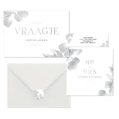 Trouwset met zilveren eucalyptustak 