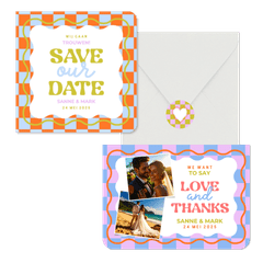 Trouwset - Hippe, moderne trouwset blokjes en wave