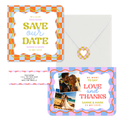 Trouwset - Hippe, moderne trouwset blokjes en wave