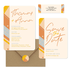 Trouwset vrolijk geometrische vormen links