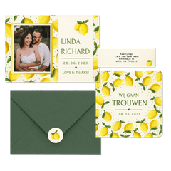 Trouwset zomer met citroen illustraties