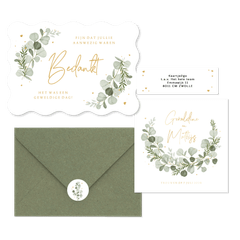 Eucalyptus trouwset goud hartjes spetters