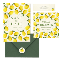 Trouwset zomer met citroen illustraties