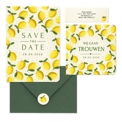 Trouwset zomer met citroen illustraties