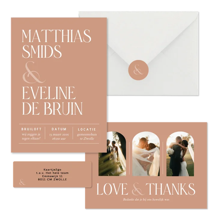 Trouwset minimalistisch met roestkleur