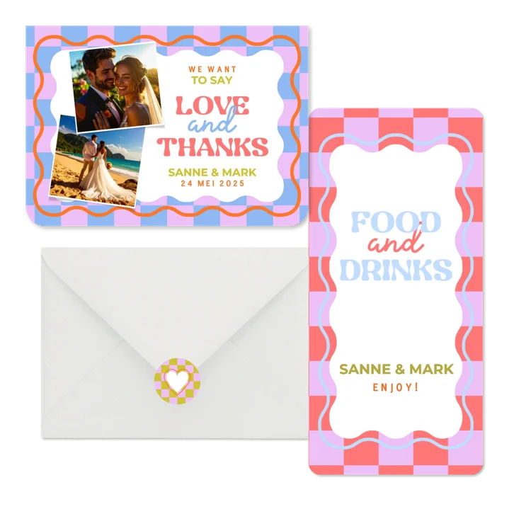 Trouwset - Hippe, moderne trouwset blokjes en wave