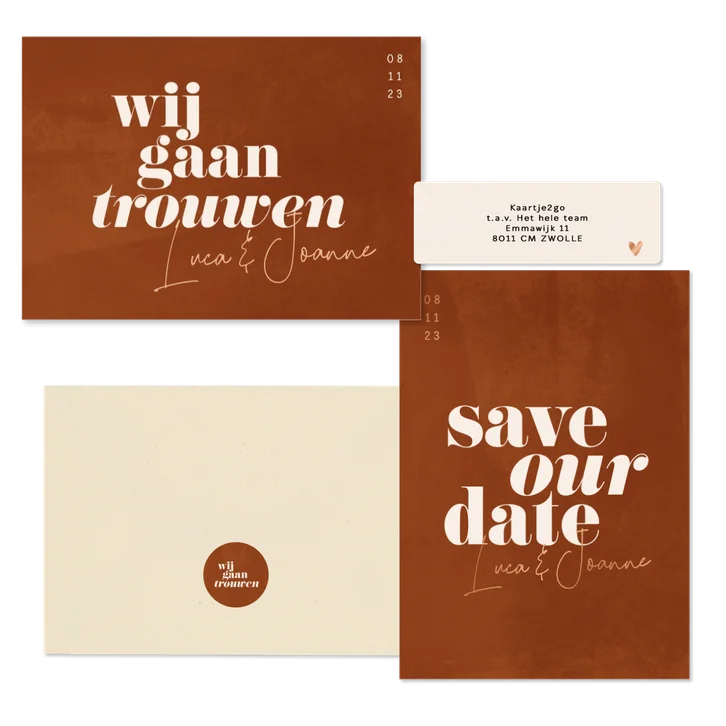 Trouwset minimalistisch roest met waterverf