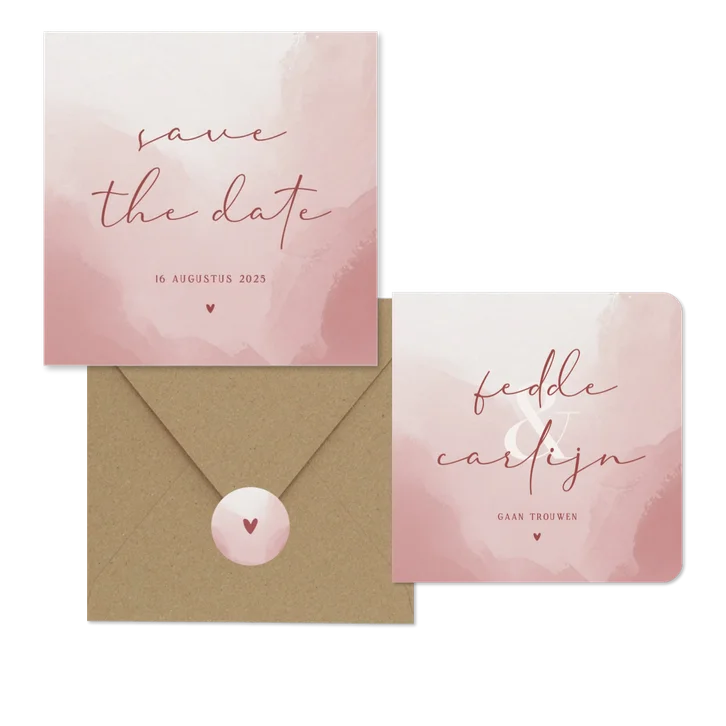 Trouwen minimalistisch met waterverf oudroze