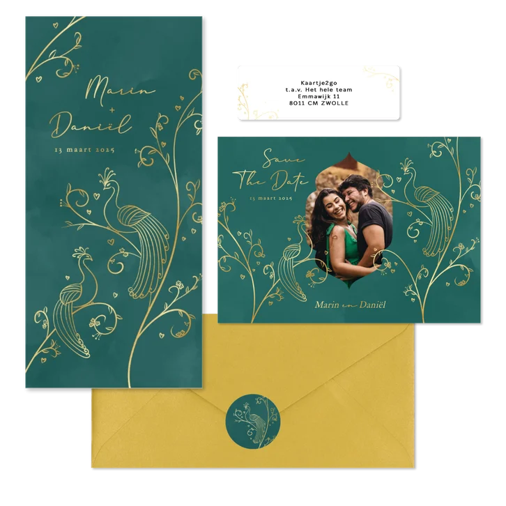  Sierlijke groene trouwset takjes en vogels