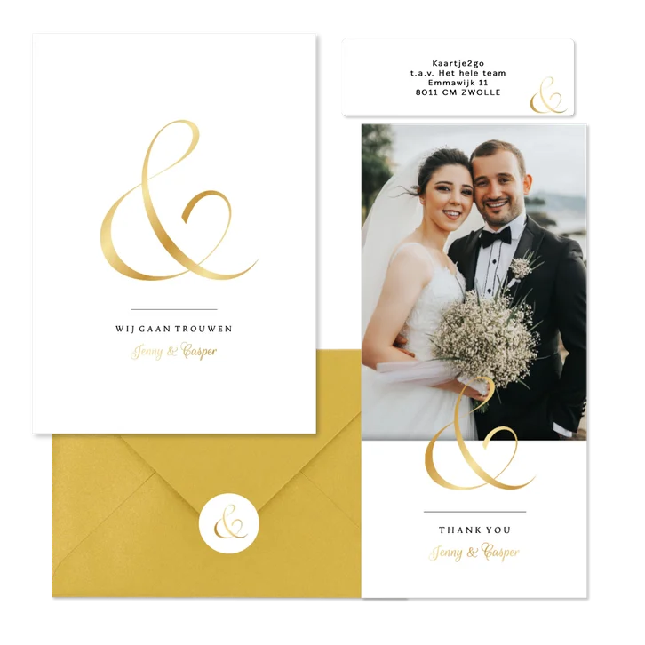 Ampersand trouwset goud