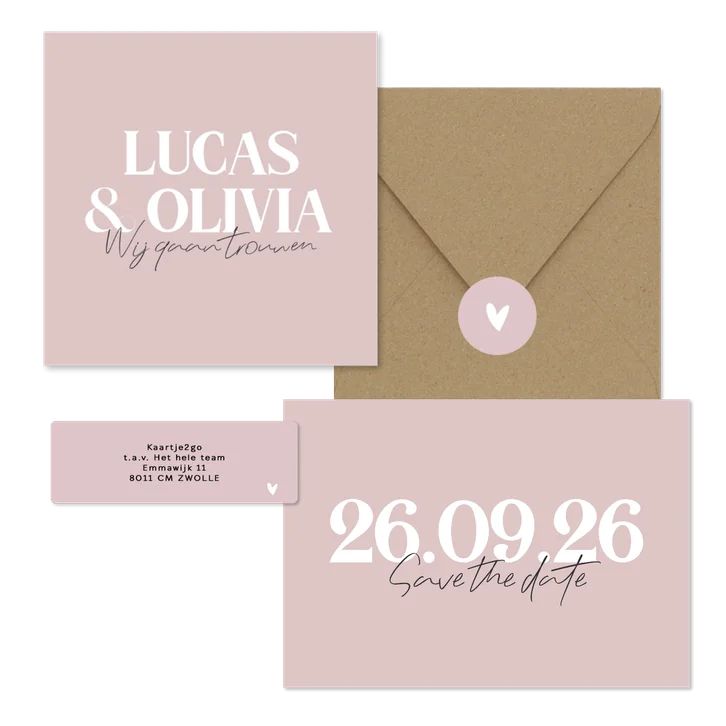 Trouwset minimalistisch grote letters cijfers