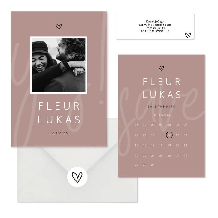 Minimalistische trouwset met hartje