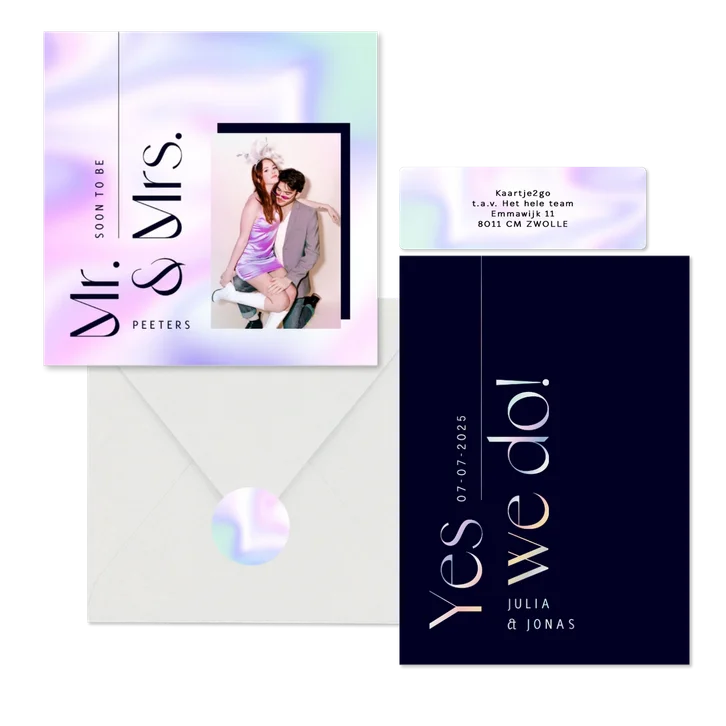 Hippe set holografisch neon stijlvol