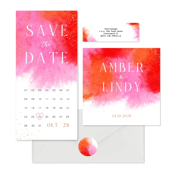 Trendy set kleurrijk oranje roze goud