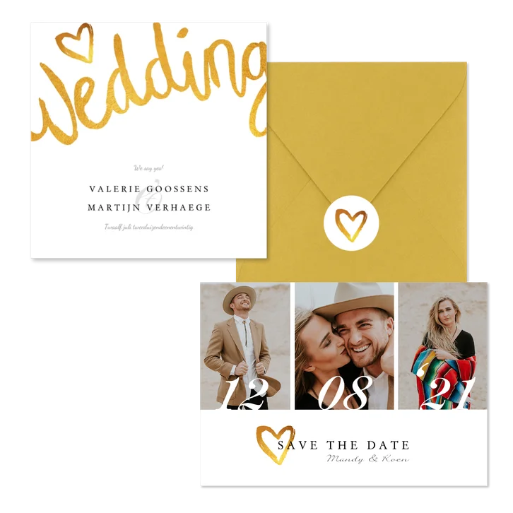 Klassieke trouwset met hippe gouden twist