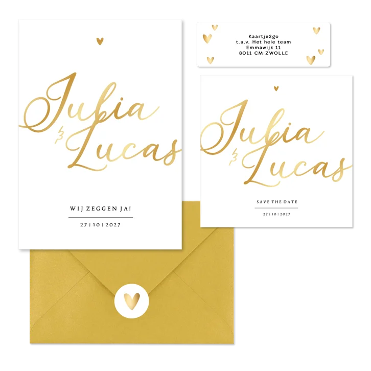 Stijlvolle set namen in goud foliedruk