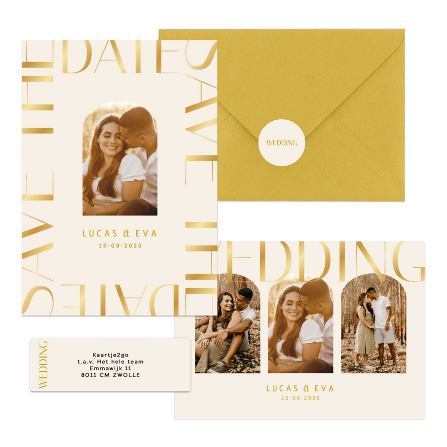 Set met gouden klassieke typografie