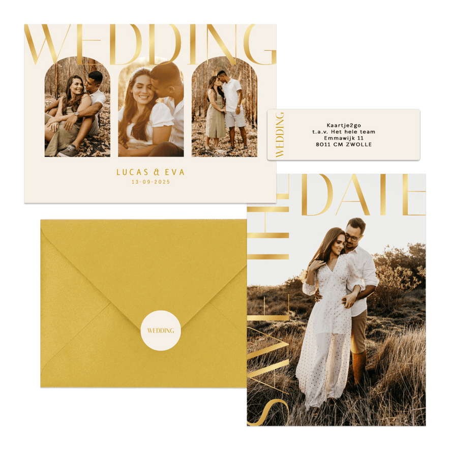 Set met gouden klassieke typografie