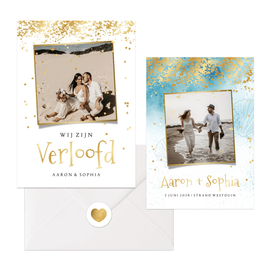 Watercolour set blauw met gouden accenten