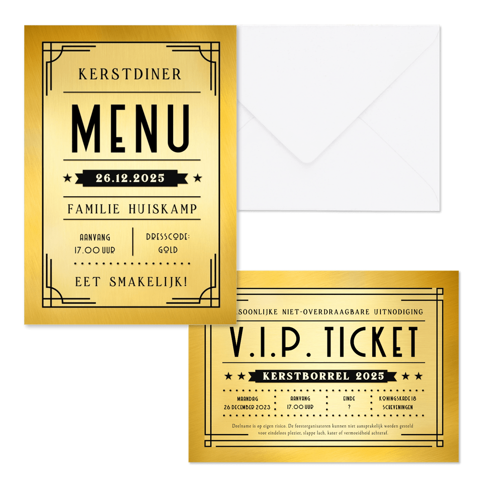 Kerstset - Art-deco stijl - gouden ticket