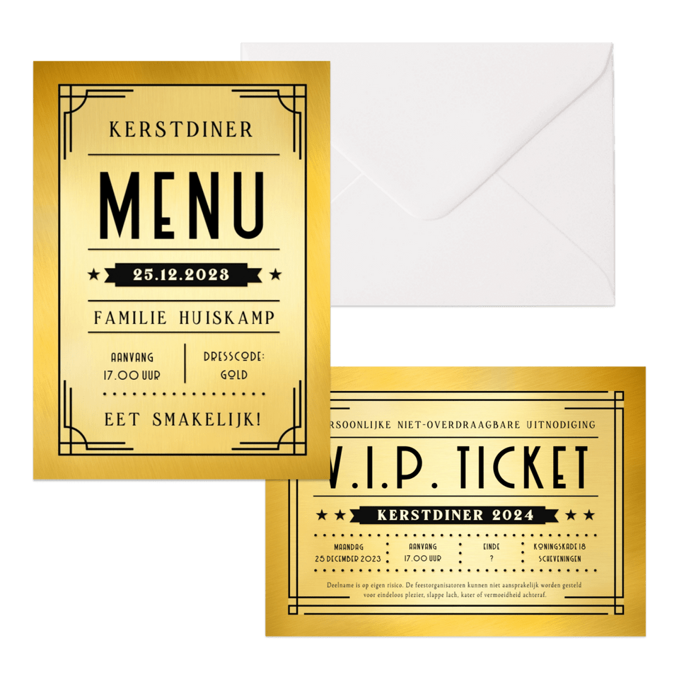 Kerstset - Art-deco stijl - gouden ticket 