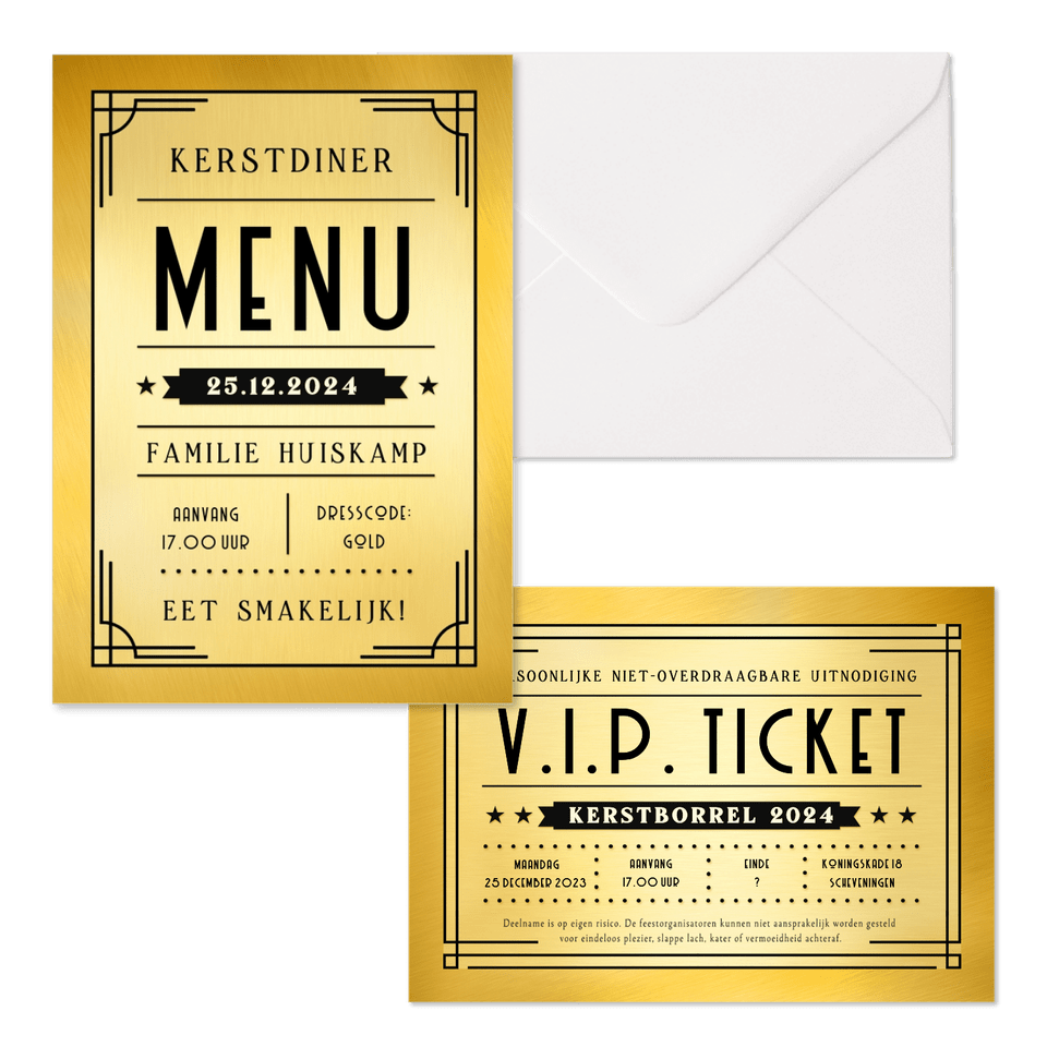 Kerstset - Art-deco stijl - gouden ticket 