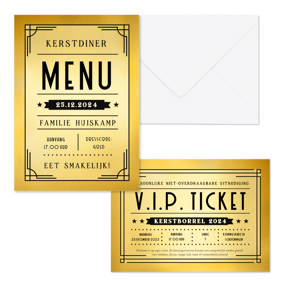 Kerstset - Art-deco stijl - gouden ticket 