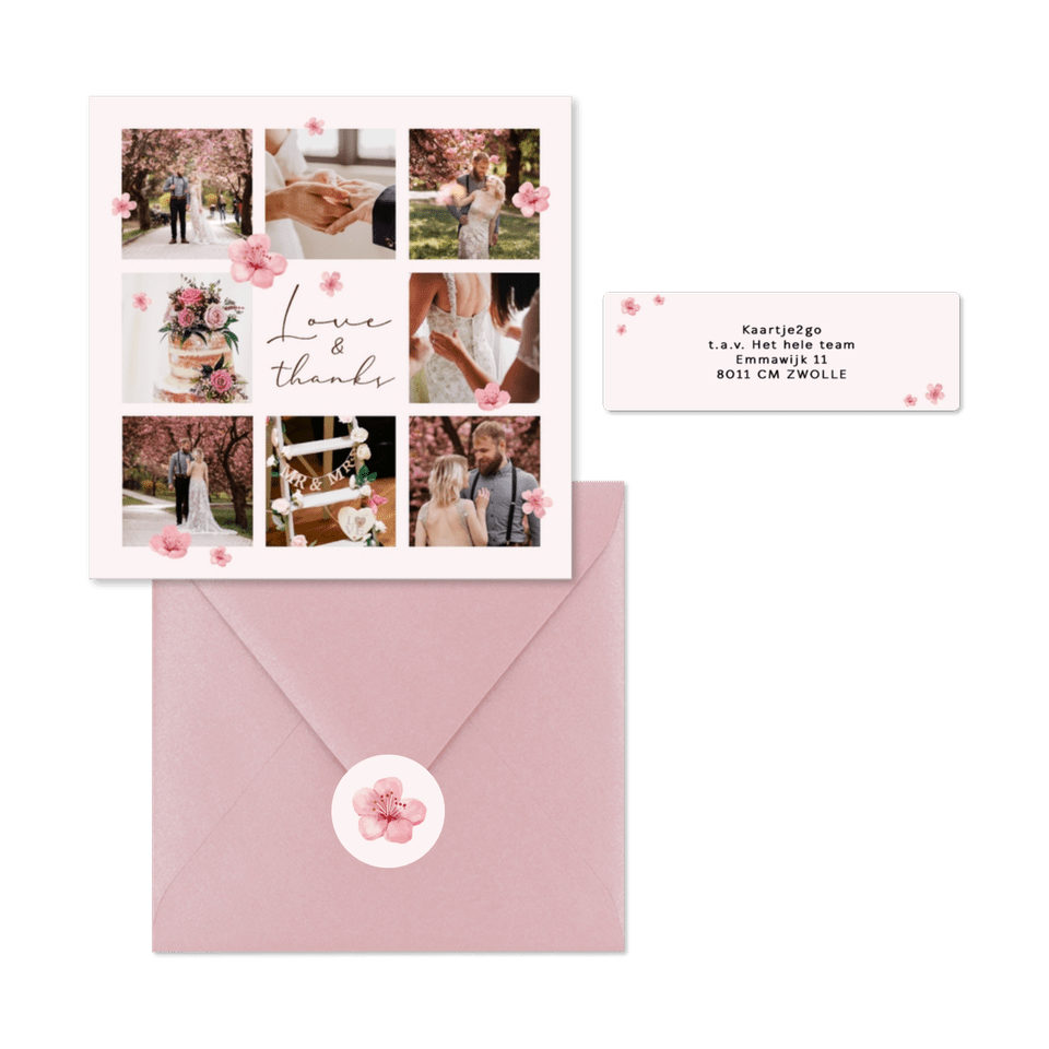 Trouwkaarten set kersenbloesem lente romantisch
