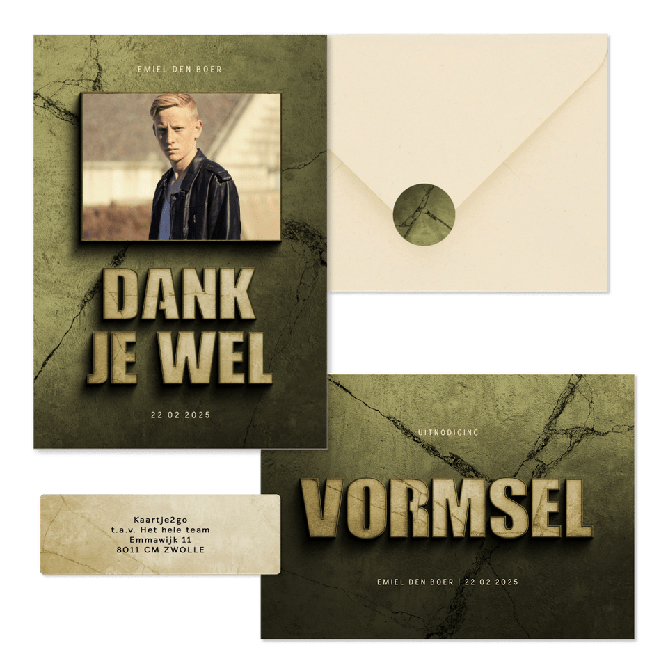 Vormsel set stoer filmposter donkergroen