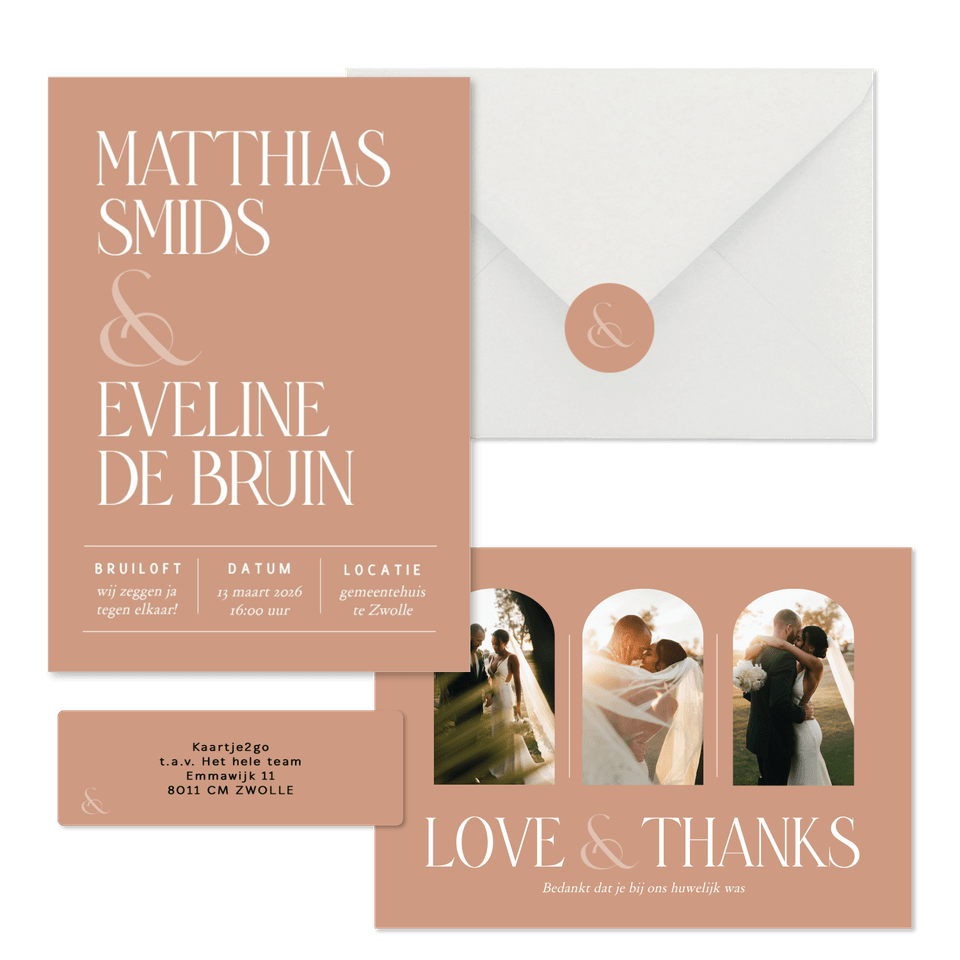 Trouwset minimalistisch met roestkleur