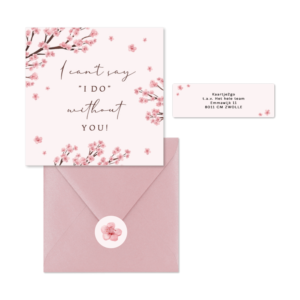 Trouwkaarten set kersenbloesem lente romantisch