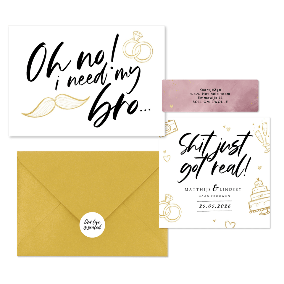 Grappige set met gouden doodle ilustraties