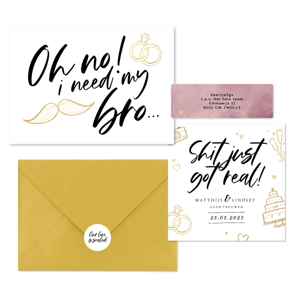 Grappige set met gouden doodle ilustraties