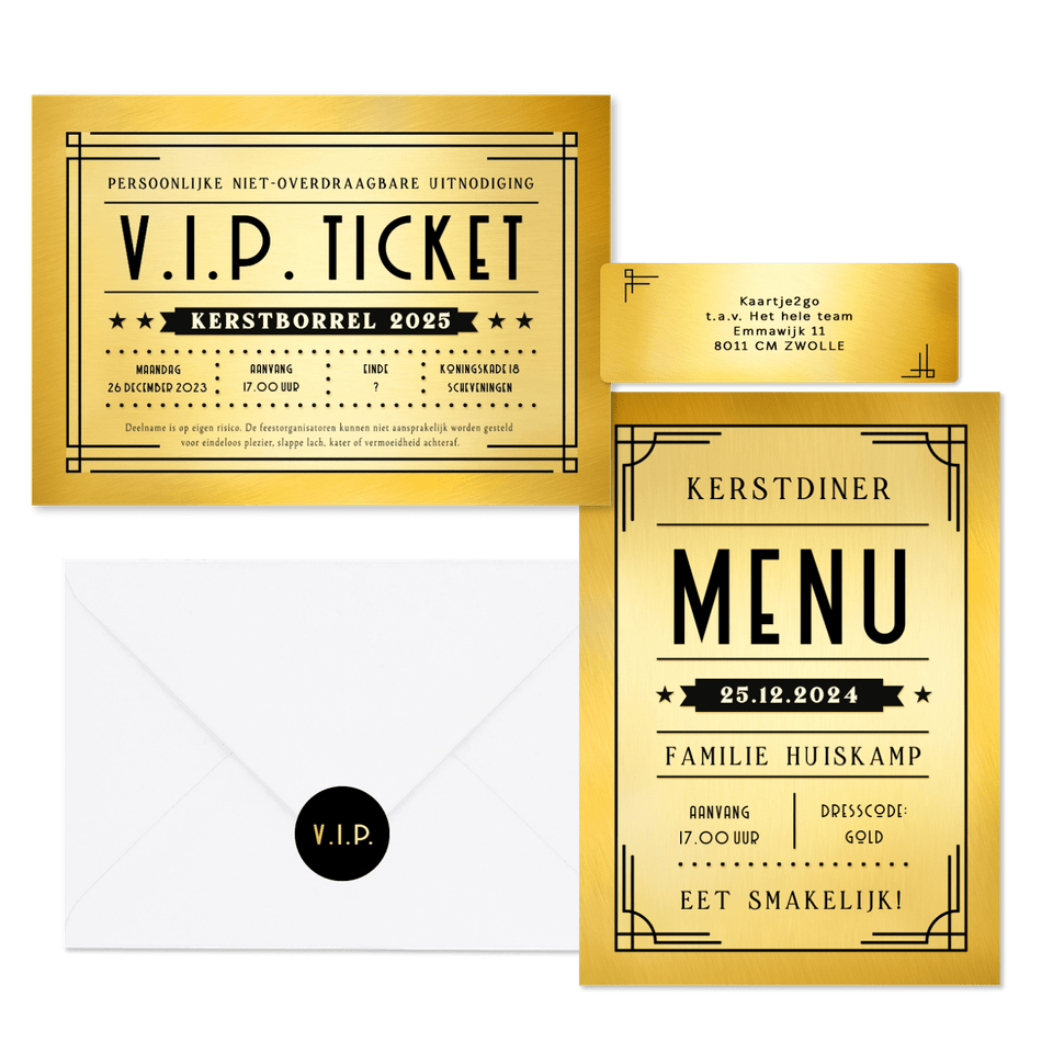 Kerstset - Art-deco stijl - gouden ticket