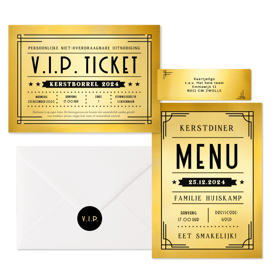 Kerstset - Art-deco stijl - gouden ticket 