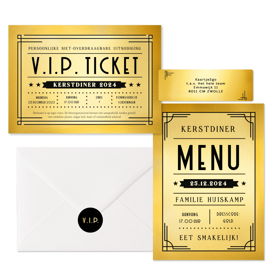 Kerstset - Art-deco stijl - gouden ticket 