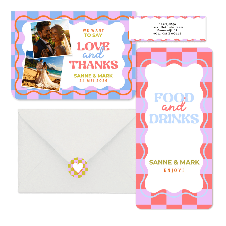 Trouwset - Hippe, moderne trouwset blokjes en wave