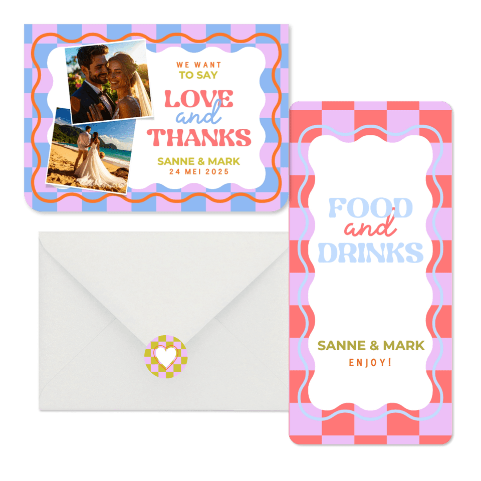 Trouwset - Hippe, moderne trouwset blokjes en wave