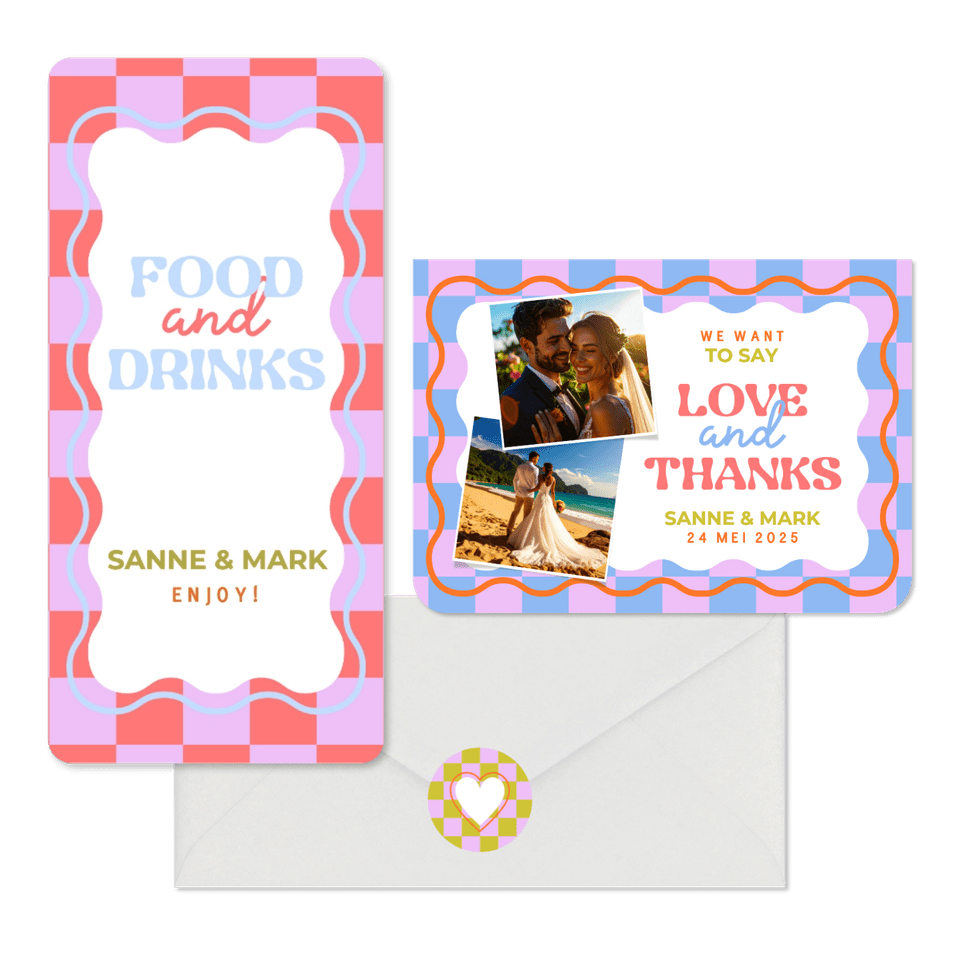 Trouwset - Hippe, moderne trouwset blokjes en wave