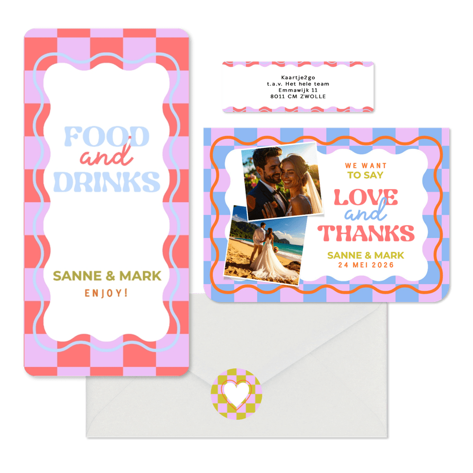 Trouwset - Hippe, moderne trouwset blokjes en wave