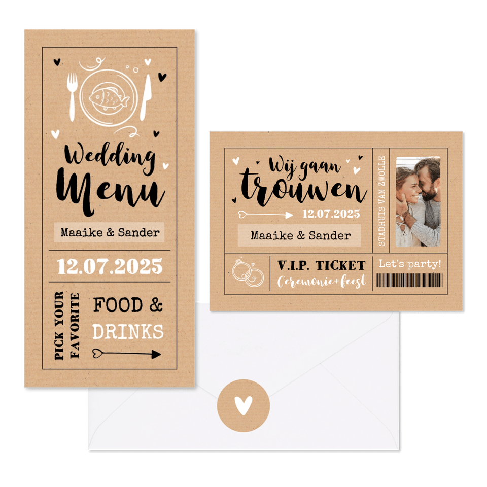 Trouwkaarten ticket kraftlook hip