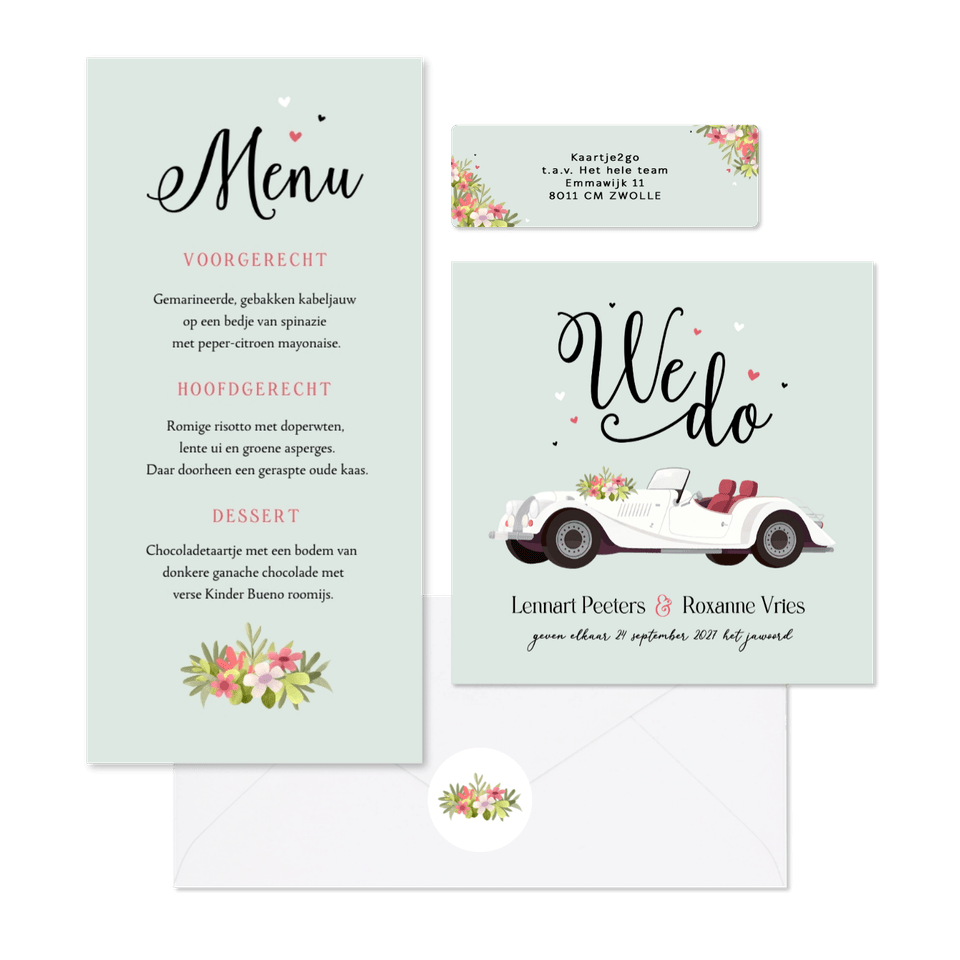 Vintage trouwset oldtimer trouwauto